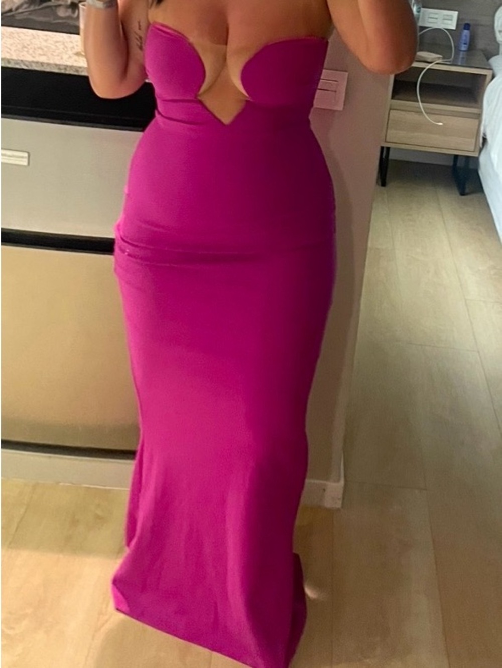 Nookie Strapless Hot Pink Sweetheart Maxi Dress